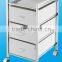 3 MDF white drawer storage organizer rolling trolley cart chrome