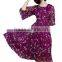 Women's Chiffon Half Sleeve Floral Print Prom Party Casual Long Cocktail Dress