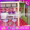 New design 11 pieces of furniture children pretend play wooden luxury toy house W06A226