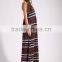 ladies' chiffon print side slit maxi dress