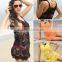 Women's Round Collar Flower Hollow Vest Swimsuit Dress Bikini Smock Swimwear SV000999