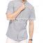 Grey Solid Color Super skinny Short Sleeve Men Shirt