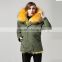 Yellow Fox Fur Wears Parka,Thickness Mini Winter Girls Fox Lined Parka