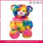 Custom fashion stuffed colorful plush rainbow teddy bear toy with big head