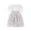Girl Dresses Off-shoulder ruffled floral spark Embroidery lace long Sleeve Children Girl Dress Wholesale Children cutest