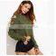 Women Polerones Mujer 2020 Long Sleeve Cropped Hoodie Crew Neck High Neck Sweatshirt Tee Custom Crop Top