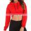 Custom Streetwear Clothing Sports Fitness Long Sleeve Half Zip Cotton Crop Top Hoodies For Women
