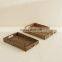 Set Of 2 Dark Brown Rectangular Handcrafted Rattan Serving Tray, Wicker Fruit tray Wholesale Handwoven