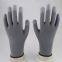 gray polyester knitted gray PU palm coated safety work gloves anti-static comfortable breathable