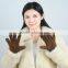 Fasion women winter warm lamb fur double face leather gloves
