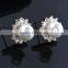 High Qulity Big Round Pearl WithZircon Gold Plated Stud Sterling-Silver-Jewelry Earrings Elegant Fashion Bijoux Jewelry