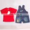 2016 new style summer boy baby wholesale casual suit fashion short sleeve t-shirt and overalls children kids clothing set