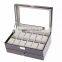 Clad PU Leather,Wood Boxes & Cases Material Multi-function 12 Slots Leather Watch Storage Box With Drawer