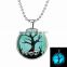 Halloween branch charm silver plated unisex glass pendant necklace
