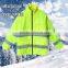 yellow 300D oxford high reflective waterproof reversible safety raincoat jacket