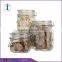 wholesale clear three food airtight glass jar