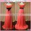 Ribbon at waist two tone peach color bridesmaid dress