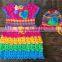 Hand knitted crochet baby colorful one piece dress