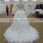 new arrival see-through lace boat neck ruffle wedding dress with long tail