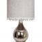 Finland chrome base bedside table lamp with electroplate lampstand and off-white barrel shade
