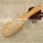 Wooden handle massager hair brush