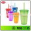 16 ounce clear plastic double wall tumbler with insert paper