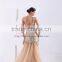 New hot selling yellow one shoulder mermaid prom dress organza chapel wedding dress bridal gown