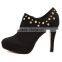 Hot sale women ankle boots blue high heel boots ladies boots with rivet PMS3928