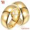 Fashion tungsten rings for men domed gold rings without stones 18k gold plated tungsten ring