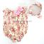 Hot Selling Baby Cute Romper, Polka Gold Dot And Floral Decoration Seaside Bella Romper With Headband,Jumpsuit For Baby Kids