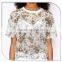 2015 OEM service Printed pattern summer short sleeve lady chiffon top