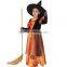 Halloween children girl cosplay dress orange witch costume HN016