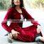 Latest Winter Kurti Designs Deep Red Black Long Velvet Kurti HSD1500