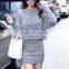 hot sale spring &winter fashion lady korea style O-Neck twinset knitted sweater