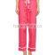 Contrast Piping Long Sleeves Pyjamas Set Notched Collar Left Chest Pocket Pink Silk Satin Sleepwear