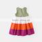 Customize Color Rainbow Dress For Children Sleeveless Mix Cotton Frocks