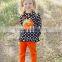 Wholesale Polka Dots Pumpkin Embroidery Fall Child Clothes