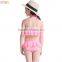 Cute Two Piece Hollow Swim Skirt Girls Ruffles Swimsuit