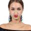 Women Vintage Faux Fur Plush Ball Beads Drop Earrings Long Chain Party Earrings