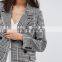 OEM High Quality Tartan Suit Coat Casual Wear Style Women Coat