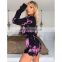 Women's Sexy Pullover Drawstring Cropped Tie Dye 2 Pieces Shorts Causal Sweatshirts Hoodies Sets