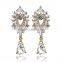 Korean Wind Women Crystal Rhinestone Leaves Water Drop Earrings Wedding Gift