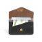 Classic Black Waxed Flesh Leather Double Slot Card Case with Snap Card holder