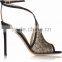 Sexy fashion high heel sandals lace upper your logo free cross strap slingback sandals catwalk shoes sandals