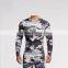 Polyester Spandex Long Sleeves Compression Shirt / Rash Guard with Camouflage design