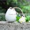 Modern white small ceramic flower pot with rope