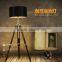 Industrial style Handle floor lamp in black tripod wood material