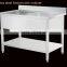 Double bowls Machine made commercial stainless steel kitchen sink cabinet with drainboard under shelf backsplash