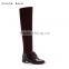 New soft lycra ladies shoes shiny pu lace up thigh high boots
