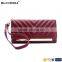 Customized belt wallet trendy style decorative metal and V-stitching flap women credit card wallet